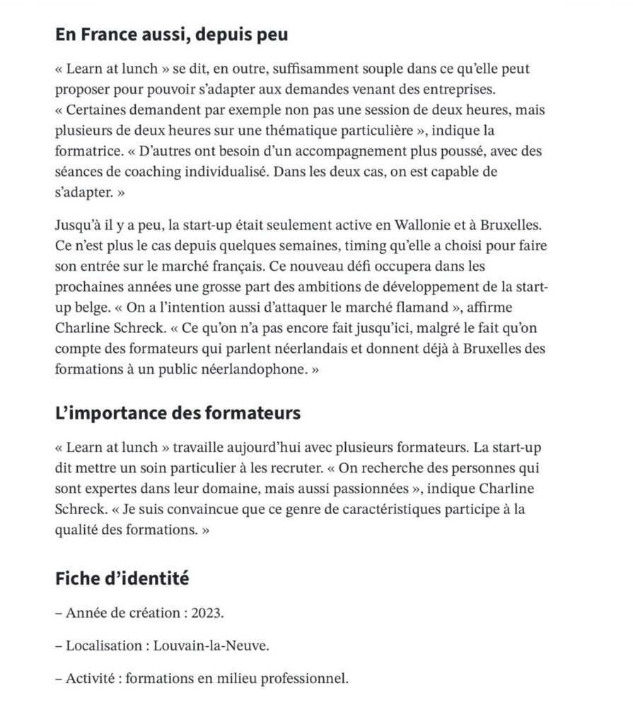 Learn at Lunch presse